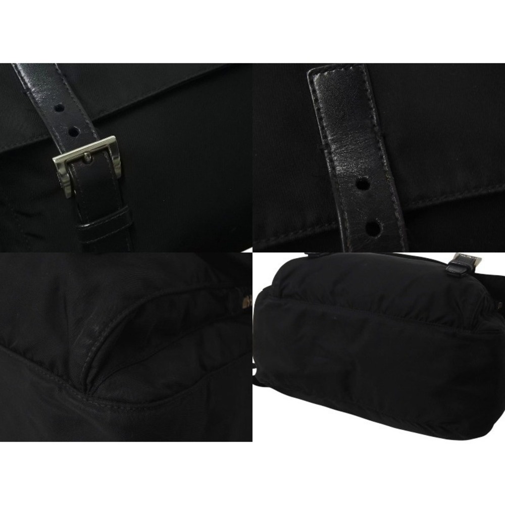 PRADA VERA Triangle Logo Shoulder Bag Messenger Leather Black - Picture 5 of 9